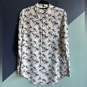 Equipment Ivory/Black Bamboo Patterned Silk Button-Down, Size XS (READ)